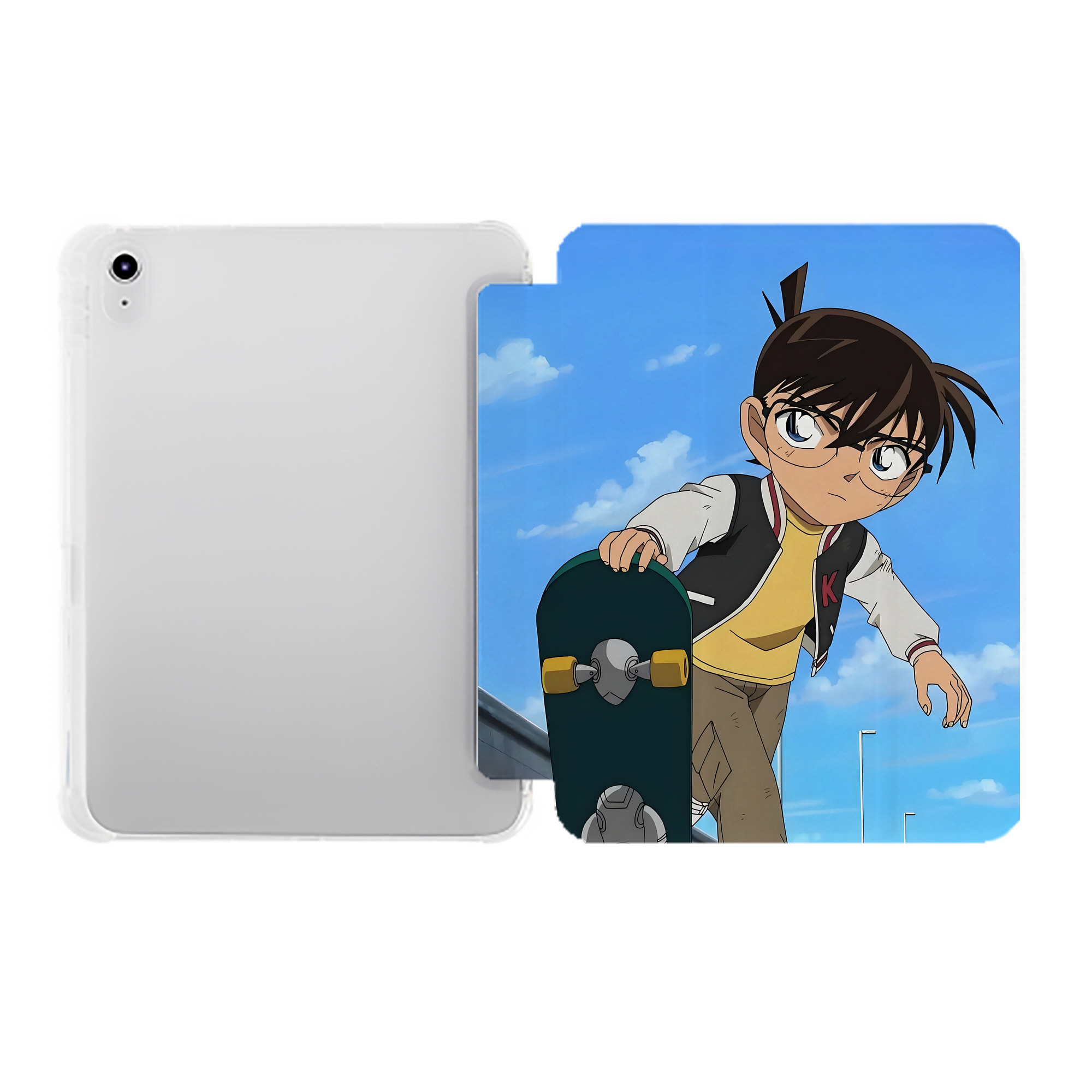 （画像用） 名探偵コナン Detective Conan IPad ケース ペン収納付き 三つ折りスタンド PUレザー×シリコン 対応機種9.5/10.5/10.9インチ